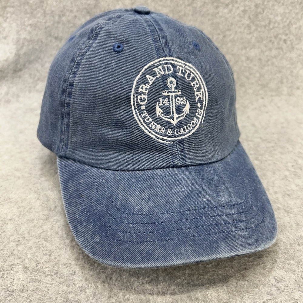 Grand Turk Turks & Caicos Anchor‎ Embroidered Blue Strapback Hat One Size